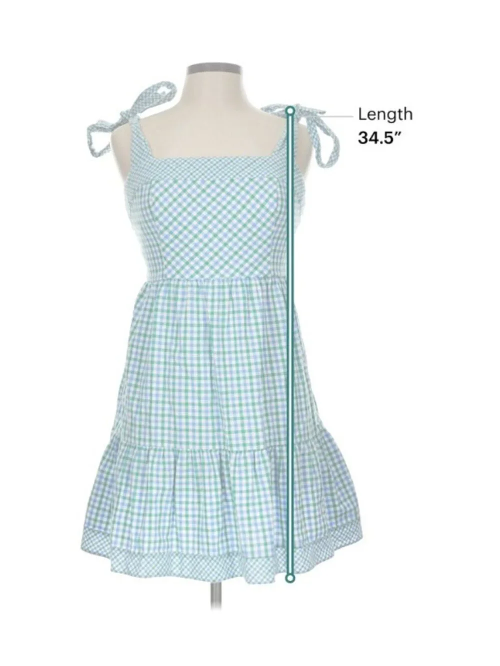 Shoshanna Sundress Sz 10 Blue Green Gingham Preppy Coastal Country Club Resort - Picture 5 of 8